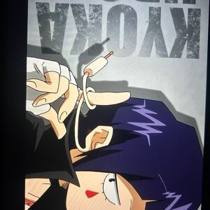 Anime Character Art Print with Purple and Black Accents